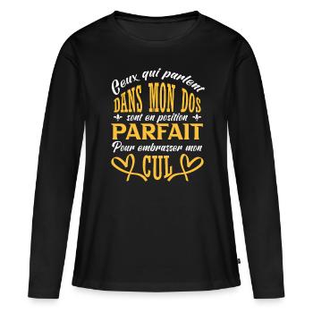 Embrasser mon cul - T-shirt manches longues Premium bio Femme - noir - Devant - Julia (174cm)