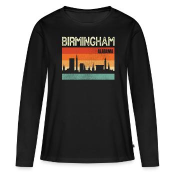 Birmingham (Alabama) - T-shirt manches longues Premium bio Femme - noir - Devant - Julia (174cm)