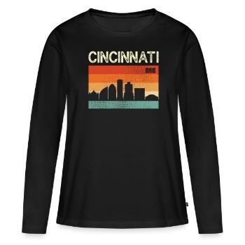 Cincinnati (Ohio) - T-shirt manches longues Premium bio Femme - noir - Devant - Julia (174cm)