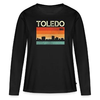 Toledo ( Ohio) - T-shirt manches longues Premium bio Femme - noir - Devant - Julia (174cm)