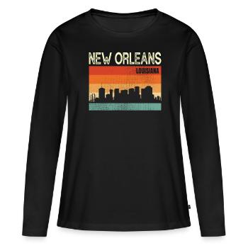 La Nouvelle-Orléans, Louisiane - T-shirt manches longues Premium bio Femme - noir - Devant - Julia (174cm)