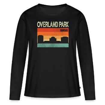 Parc Kansas Overland - T-shirt manches longues Premium bio Femme - noir - Devant - Julia (174cm)