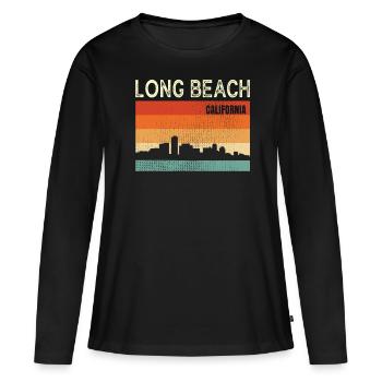 Long Beach Californie - T-shirt manches longues Premium bio Femme - noir - Devant - Julia (174cm)