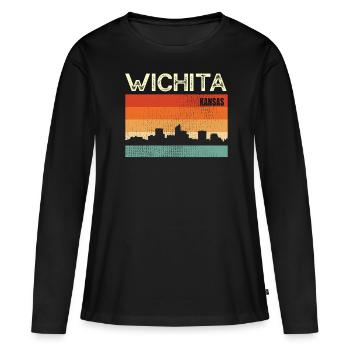Wichita (Kansas) - T-shirt manches longues Premium bio Femme - noir - Devant - Julia (174cm)