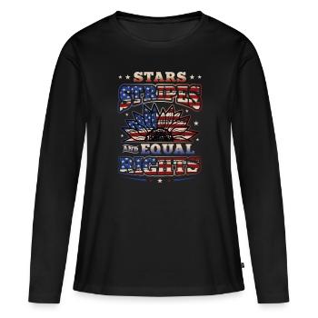 Stars Stripes et égalité - T-shirt manches longues Premium bio Femme - noir - Devant - Julia (174cm)