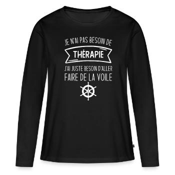 J'ai juste besoin d'aller faire de la voile - T-shirt manches longues Premium bio Femme - noir - Devant - Julia (174cm)
