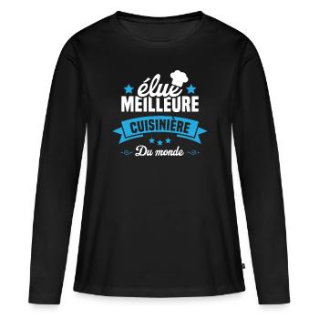 élue Meilleure cuisinière du monde - T-shirt manches longues Premium bio Femme - noir - Devant - Julia (174cm)