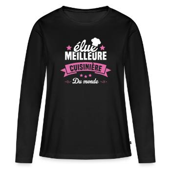 élue Meilleure cuisinière du monde - T-shirt manches longues Premium bio Femme - noir - Devant - Julia (174cm)