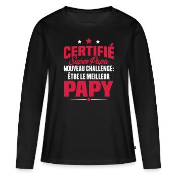 Cadeau nouveau challenge être le meilleur papy - T-shirt manches longues Premium bio Femme - noir - Devant - Julia (174cm)