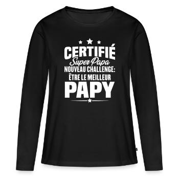 Cadeau nouveau challenge être le meilleur papy - T-shirt manches longues Premium bio Femme - noir - Devant - Julia (174cm)