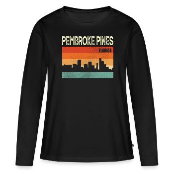 Pin de Pembroke - T-shirt manches longues Premium bio Femme - noir - Devant - Julia (174cm)