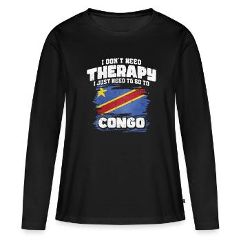 Congo - T-shirt manches longues Premium bio Femme - noir - Devant - Julia (174cm)