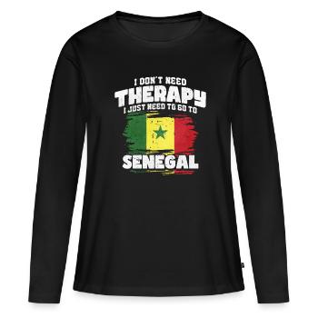 Sénégal - T-shirt manches longues Premium bio Femme - noir - Devant - Julia (174cm)