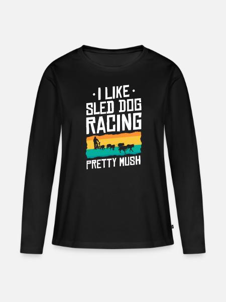 Dog Sledding | Mushing - Frauen Premium Bio Langarmshirt - Schwarz