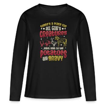 Créatures de Dieu - T-shirt manches longues Premium bio Femme - noir - Devant - Julia (174cm)