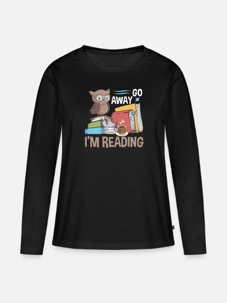 Leseratte I'm Reading - Frauen Premium Bio Langarmshirt - Schwarz