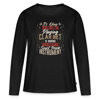 Clarinette jouant de la clarinette - T-shirt manches longues Premium bio Femme - noir - Devant - Julia (174cm)
