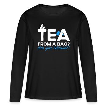 Buveur de thé Amateur de thé Cadeau Thé - T-shirt manches longues Premium bio Femme - noir - Devant - Julia (174cm)