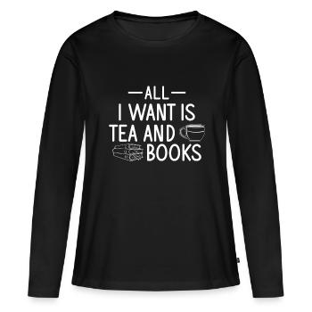 Buveur de thé Amateur de thé Cadeau Thé - T-shirt manches longues Premium bio Femme - noir - Devant - Julia (174cm)