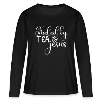 Buveur de thé Amateur de thé Cadeau Thé - T-shirt manches longues Premium bio Femme - noir - Devant - Julia (174cm)