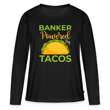 Banquier Banque Argent Banquier - T-shirt manches longues Premium bio Femme - noir - Devant - Julia (174cm)