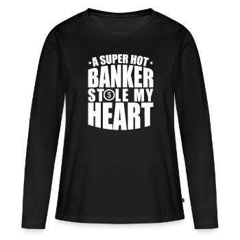 Banquier Banque Argent Banquier - T-shirt manches longues Premium bio Femme - noir - Devant - Julia (174cm)