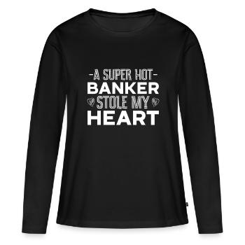 Banquier Banque Argent Banquier - T-shirt manches longues Premium bio Femme - noir - Devant - Julia (174cm)