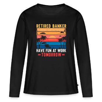 Banquier Banque Argent Banquier - T-shirt manches longues Premium bio Femme - noir - Devant - Julia (174cm)