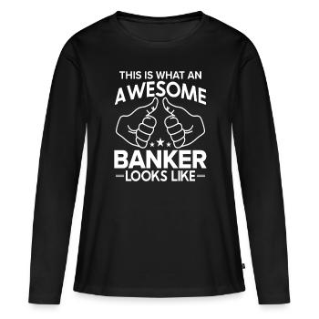 Banquier Banque Argent Banquier - T-shirt manches longues Premium bio Femme - noir - Devant - Julia (174cm)