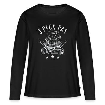 Je peux pas j'ai Barbecue, le roi du barbecue - T-shirt manches longues Premium bio Femme - noir - Devant - Julia (174cm)