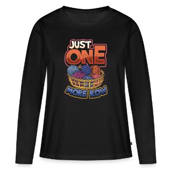 Il suffit de crocheter une rangée - T-shirt manches longues Premium bio Femme - noir - Devant - Julia (174cm)