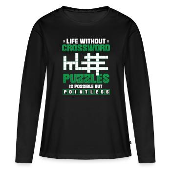 Mots croisés Amateurs de mots croisés - T-shirt manches longues Premium bio Femme - noir - Devant - Julia (174cm)