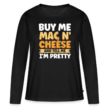 Mac N Cheese Geschenk Spruch Mac N Cheese - Frauen Premium Bio Langarmshirt - Schwarz - Vorne - Julia (174cm)