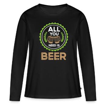 Bière Buveur de bière Bouteille de bière en canette de bière - T-shirt manches longues Premium bio Femme - noir - Devant - Julia (174cm)