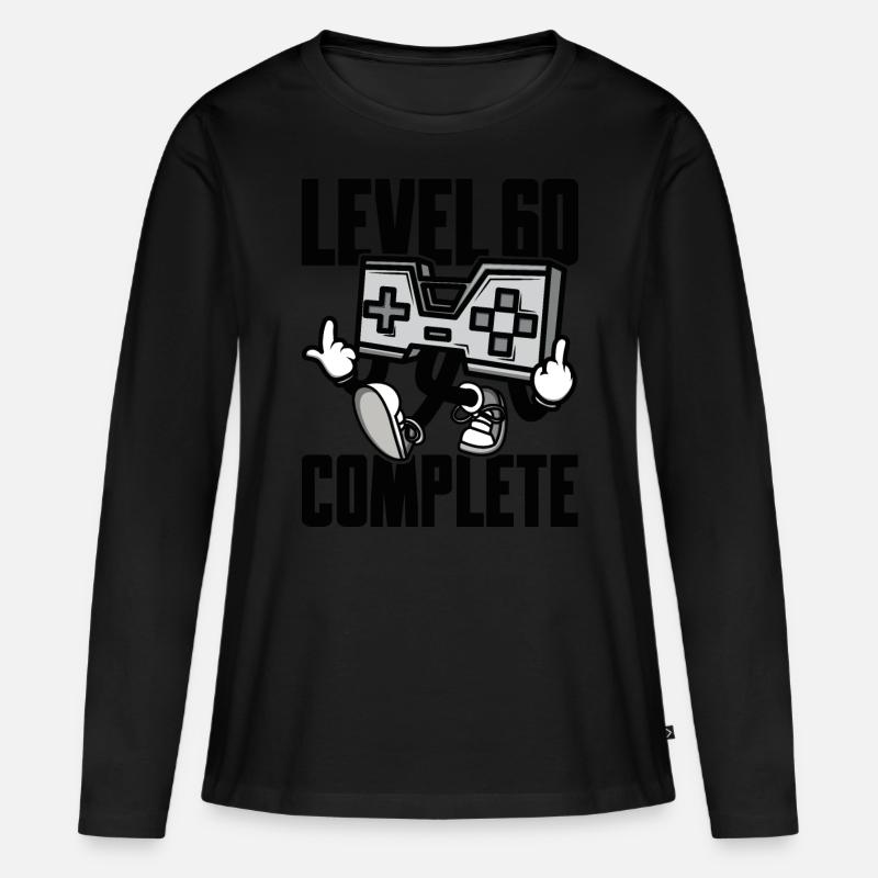 Level 60 Complete Geburtstagsgeschenk 60 Jahre - Frauen Premium Bio Langarmshirt - Schwarz