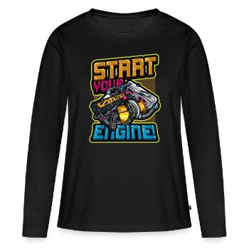 Starten Sie Ihren Motor Automechaniker - Frauen Premium Bio Langarmshirt - Schwarz - Vorne - Julia (174cm)
