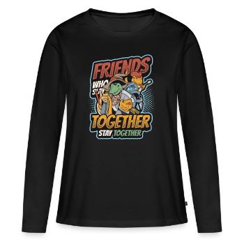 Les amis qui sont ensemble Restez ensemble. - T-shirt manches longues Premium bio Femme - noir - Devant - Julia (174cm)