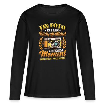 Photo return ticket past photographer. - Women's Premium Organic Long Sleeve Shirt - black - Front - Julia (174cm)