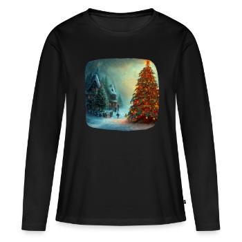 Christmas Village - Women's Premium Organic Long Sleeve Shirt - black - Front - Julia (174cm)