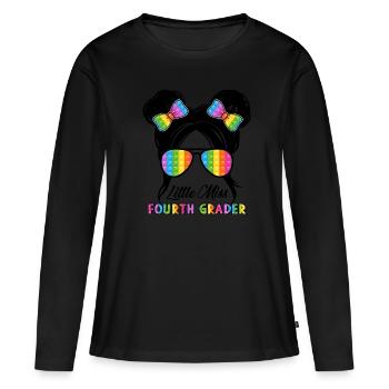 Petite Miss 4e année écolière de quatrième année - T-shirt manches longues Premium bio Femme - noir - Devant - Julia (174cm)