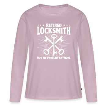 Serrurier Crochetage de serrure Serrurier Employé Serrurier - T-shirt manches longues Premium bio Femme - rose poudré - Devant - Julia (174cm)