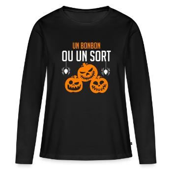 Un bonbon ou un sort - T-shirt manches longues Premium bio Femme - noir - Devant - Julia (174cm)