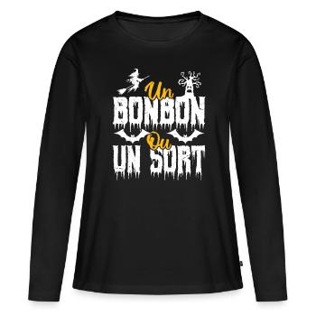 Un bonbon ou un sort - T-shirt manches longues Premium bio Femme - noir - Devant - Julia (174cm)