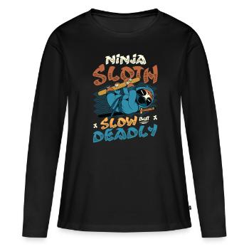 Ninja Sloth lent mais mortel - T-shirt manches longues Premium bio Femme - noir - Devant - Julia (174cm)