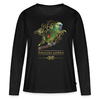 L’amazone à front bleu - T-shirt manches longues Premium bio Femme - noir - Devant - Julia (174cm)