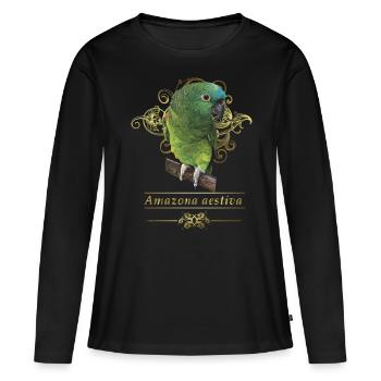 L’amazone à front bleu - T-shirt manches longues Premium bio Femme - noir - Devant - Julia (174cm)