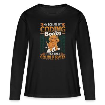 Hund Bytes Code Computer Witz Programmierung - Frauen Premium Bio Langarmshirt - Schwarz - Vorne - Julia (174cm)