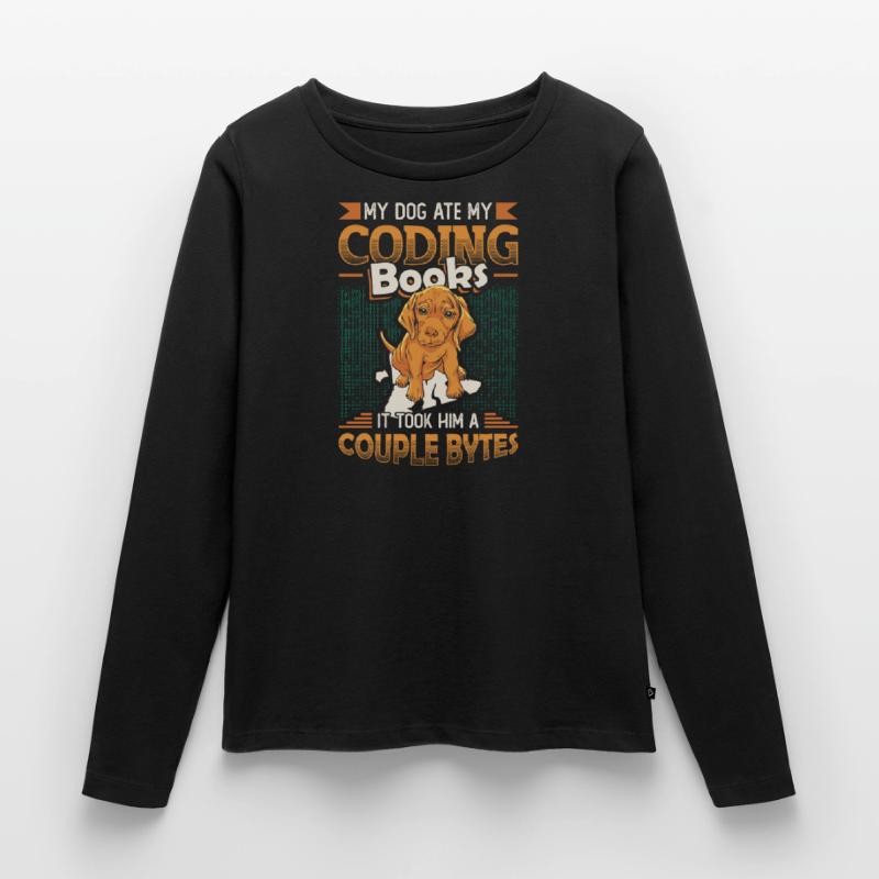 Hund Bytes Code Computer Witz Programmierung Frauen Premium Bio Langarmshirt