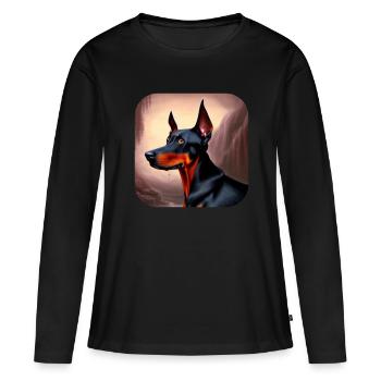 Doberman - T-shirt manches longues Premium bio Femme - noir - Devant - Julia (174cm)
