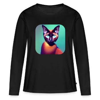 Siamkatze - Frauen Premium Bio Langarmshirt - Schwarz - Vorne - Julia (174cm)
